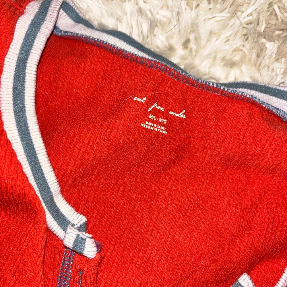 Urban Outfitters- Out From Under Red Crop Top with Striped Trim
